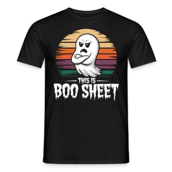 Boo Sheet Geistershirt für Halloween - Männer T-Shirt - Schwarz - Vorne - AI Model Male 178 light (178cm)