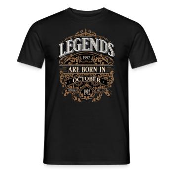 1992 Octobre Né Anniversaire Année de naissance - T-shirt homme - noir - Devant - AI Model Male 178 light (178cm)