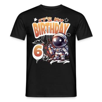 Graffiti astronaute 6ème anniversaire - T-shirt homme - noir - Devant - AI Model Male 178 light (178cm)