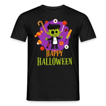 Halloween HAPPY HALLOWEEN Party Kids - Men's T-Shirt - black - Front - AI Model Male 178 light (178cm)