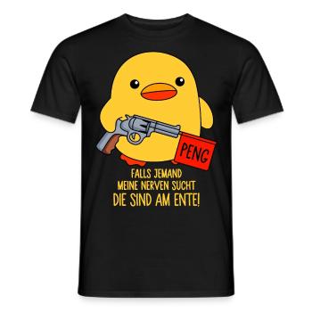 Falls jemand meine Nerven sucht - Die sind am Ente - Männer T-Shirt - Schwarz - Vorne - AI Model Male 178 light (178cm)