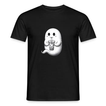 Geist trinkt Bubble Tea - Männer T-Shirt - Schwarz - Vorne - AI Model Male 178 light (178cm)