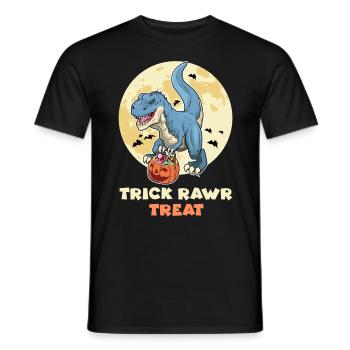 Halloween Costume TRICK RAWR TREAT Funny Dino - Men's T-Shirt - black - Front - AI Model Male 178 light (178cm)
