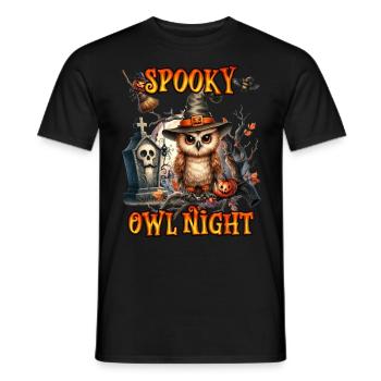 Halloween SPOOKY OWL NIGHT Lustiges Halloween - Männer T-Shirt - Schwarz - Vorne - AI Model Male 178 light (178cm)