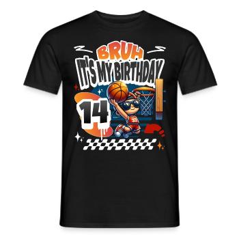 14e anniversaire de basket-ball - T-shirt homme - noir - Devant - AI Model Male 178 light (178cm)