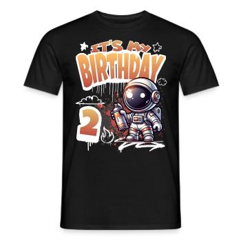 Graffiti Astronaut 2nd Birthday - Men's T-Shirt - black - Front - AI Model Male 178 light (178cm)
