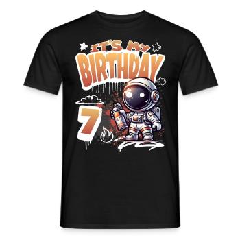 Graffiti astronaute 7e anniversaire - T-shirt homme - noir - Devant - AI Model Male 178 light (178cm)