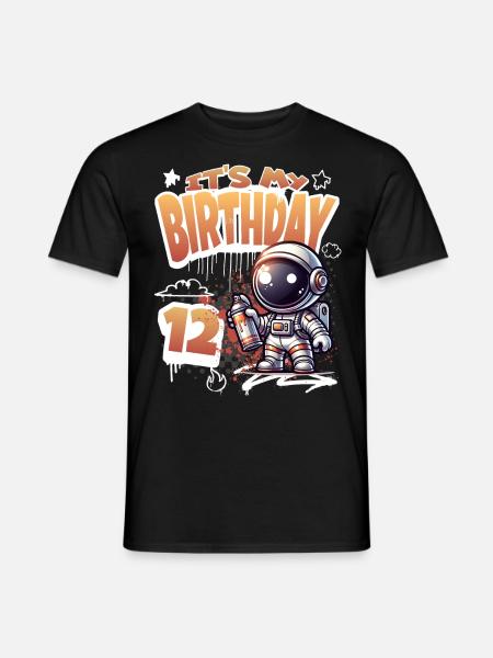 Graffiti astronaute 12e anniversaire - T-shirt homme - noir