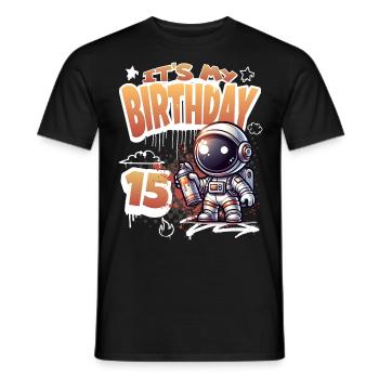Graffiti Astronaut 15th Birthday - Men's T-Shirt - black - Front - AI Model Male 178 light (178cm)