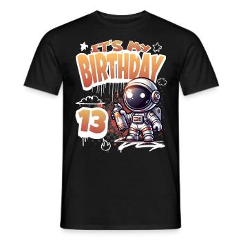 Graffiti Astronaut 13th Birthday - Men's T-Shirt - black - Front - AI Model Male 178 light (178cm)