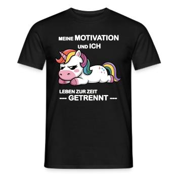 Motivation und ich sind getrennt, Lustiger Spruch - Männer T-Shirt - Schwarz - Vorne - AI Model Male 178 light (178cm)