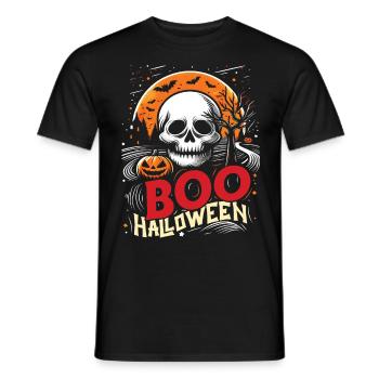 Halloween Costume BOO HALLOWEEN Spooky - T-shirt homme - noir - Devant - AI Model Male 178 light (178cm)