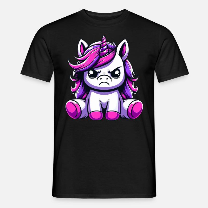 Süßes Einhorn Genervt - Männer T-Shirt - Schwarz