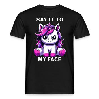 Say it to my face - Männer T-Shirt - Schwarz - Vorne - AI Model Male 178 light (178cm)