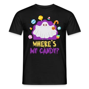 Costume d’Halloween OÙ SONT MES BONBONS ? Amusement - T-shirt homme - noir - Devant - AI Model Male 178 light (178cm)
