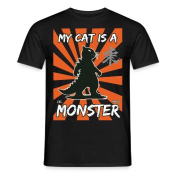Funny Cat Design: My Cat is a Monster - Men's T-Shirt - black - Front - AI Model Male 178 light (178cm)