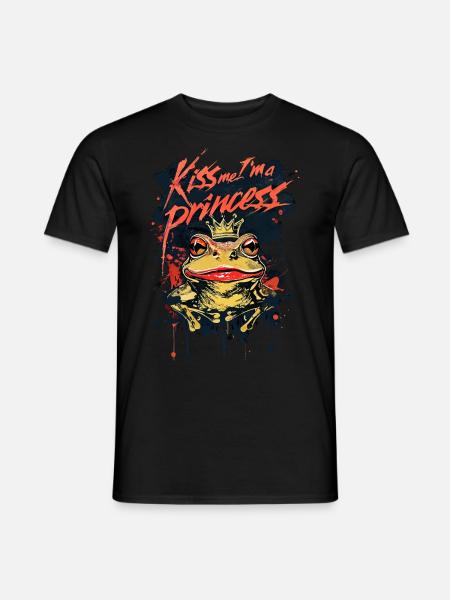 Kiss me, I'm a princess funny frog - Men's T-Shirt - black