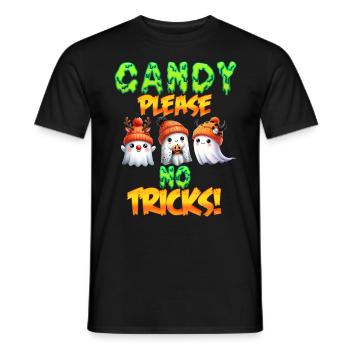 Halloween Party CANDY PLEASE NO TRICKS! Fun - Men's T-Shirt - black - Front - AI Model Male 178 light (178cm)