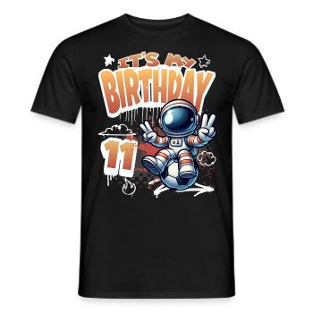 Football Astronaut 11th Birthday - Men's T-Shirt - black - Front - AI Model Male 178 light (178cm)