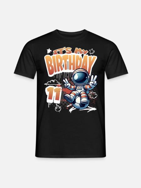 Football Astronaut 11th Birthday - Men's T-Shirt - black
