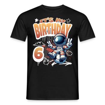 6e anniversaire de l’astronaute de football - T-shirt homme - noir - Devant - AI Model Male 178 light (178cm)