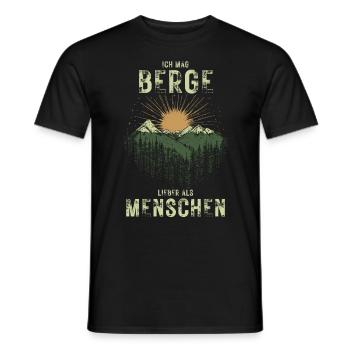 Berge lieber als Menschen Wandern für Naturfreunde - Männer T-Shirt - Schwarz - Vorne - AI Model Male 178 light (178cm)