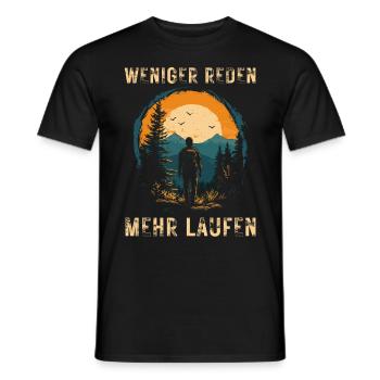 Talk less - Run more Hiking Outdoor - Men's T-Shirt - black - Front - AI Model Male 178 light (178cm)