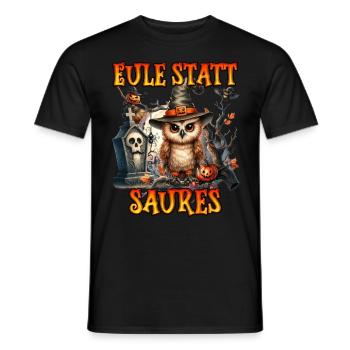 Halloween Kostüm EULE STATT SAURES Lustiges - Männer T-Shirt - Schwarz - Vorne - AI Model Male 178 light (178cm)