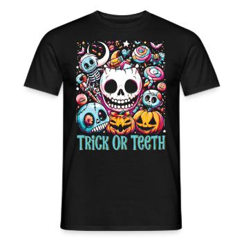 Costume d’Halloween Enfants TRICK OR TEETH Drôle - T-shirt homme - noir - Devant - AI Model Male 178 light (178cm)