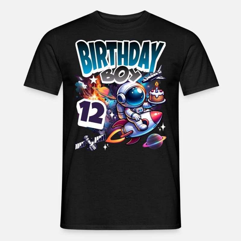 Astronaute 12e anniversaire Espace - T-shirt homme - noir
