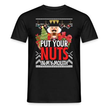 Naughty Nutcracker Put Your Nuts In My Mouth - Men's T-Shirt - black - Front - AI Model Male 178 light (178cm)