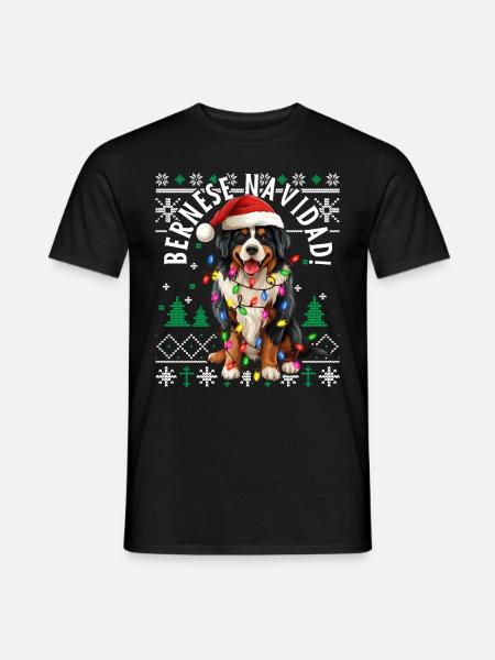 Bernese Navidad Weihnachts-Bernese-Mountain-Dog - Männer T-Shirt - Schwarz