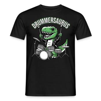 Schlagzeuger, Schlagzeug, Drummer, Drummersaurus - Men's T-Shirt - black - Front - AI Model Male 178 light (178cm)
