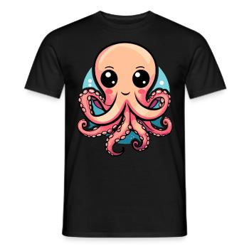 Cute Kawaii Octopus - Men's T-Shirt - black - Front - AI Model Male 178 light (178cm)