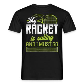 Drôle de joueur de tennis raquette mon - T-shirt homme - noir - Devant - AI Model Male 178 light (178cm)