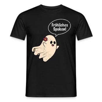 Halloween Costume Kids HAPPY HAUNTING - Men's T-Shirt - black - Front - AI Model Male 178 light (178cm)