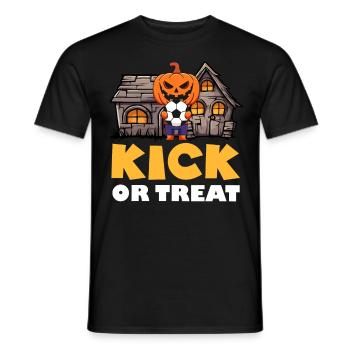 Halloween Kids KICK OR TREAT Funny Football Fan - Men's T-Shirt - black - Front - AI Model Male 178 light (178cm)