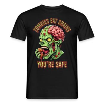 Zombies fressen Gehirne, du bist sicher - Männer T-Shirt - Schwarz - Vorne - AI Model Male 178 light (178cm)