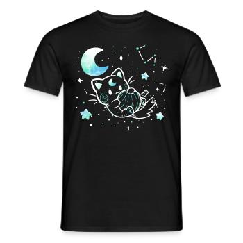 Katze in den Sternen - Männer T-Shirt - Schwarz - Vorne - AI Model Male 178 light (178cm)
