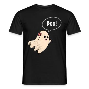 Costume d’Halloween Enfants BOO ! Drôle de fantôme - T-shirt homme - noir - Devant - AI Model Male 178 light (178cm)