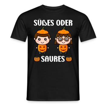 Halloween Kinderparty SÜßES ODER SAURES Lustiges - Männer T-Shirt - Schwarz - Vorne - AI Model Male 178 light (178cm)