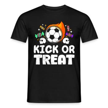 Halloween Party KICK OR TREAT Football Fan - Men's T-Shirt - black - Front - AI Model Male 178 light (178cm)