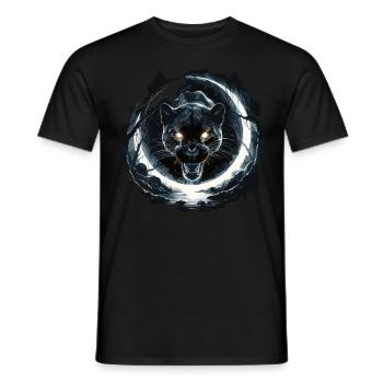 Mystic Panther and Full Moon - Men's T-Shirt - black - Front - AI Model Male 178 light (178cm)