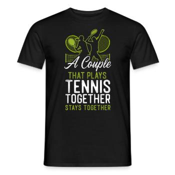 Funny Tennis Player Racket Couple - Männer T-Shirt - Schwarz - Vorne - AI Model Male 178 light (178cm)