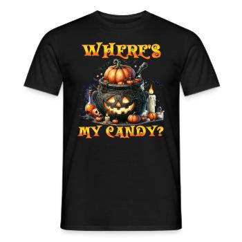 Halloween Kids OÙ SONT MES BONBONS ? Flippant - T-shirt homme - noir - Devant - AI Model Male 178 light (178cm)
