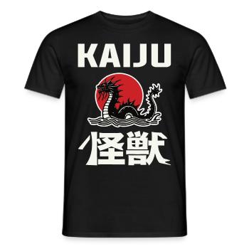 Kaiju Design mit Kanji und Seeungeheuer – Für Mons - Männer T-Shirt - Schwarz - Vorne - AI Model Male 178 light (178cm)