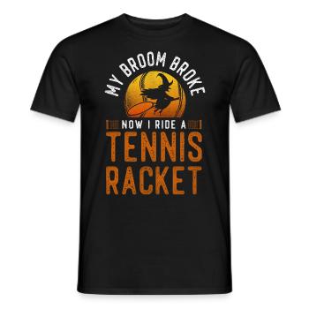 Raquette de joueur de tennis drôle - T-shirt homme - noir - Devant - AI Model Male 178 light (178cm)