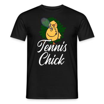 Funny Tennis Player Racket Chicken - Men's T-Shirt - black - Front - AI Model Male 178 light (178cm)