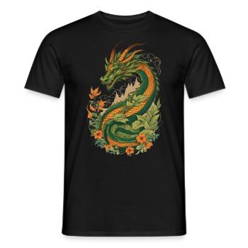 Mystical Garden of Dragons - Men's T-Shirt - black - Front - AI Model Male 178 light (178cm)