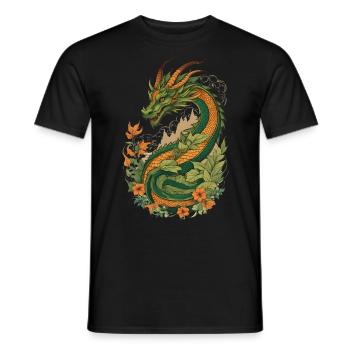 Mystical Garden of Dragons - Men's T-Shirt - black - Front - AI Model Male 178 light (178cm)